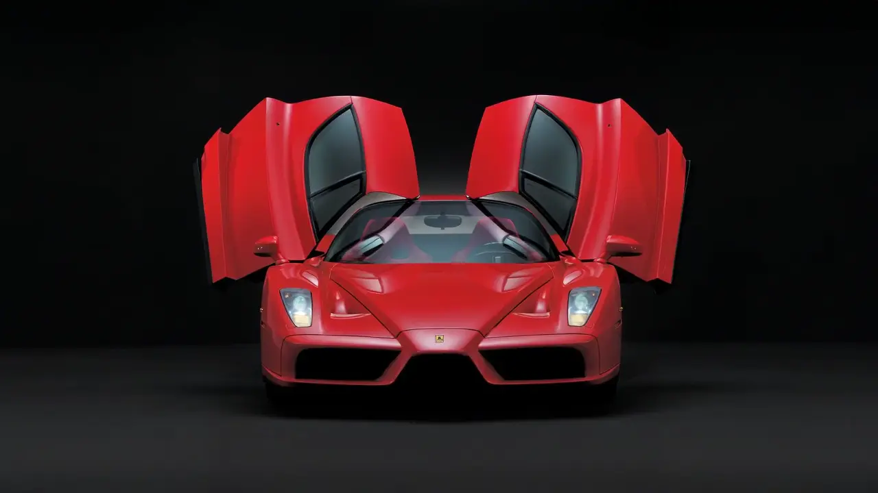 Ferrari Enzo front view with butterfly doors open
